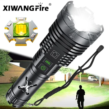 슈퍼 브라이트 LED 플래시라이트, 전술 손전등, 줌 기능 장착, 방수 기능, 캠핑 및 비상시 6 가지 모드, XHP160