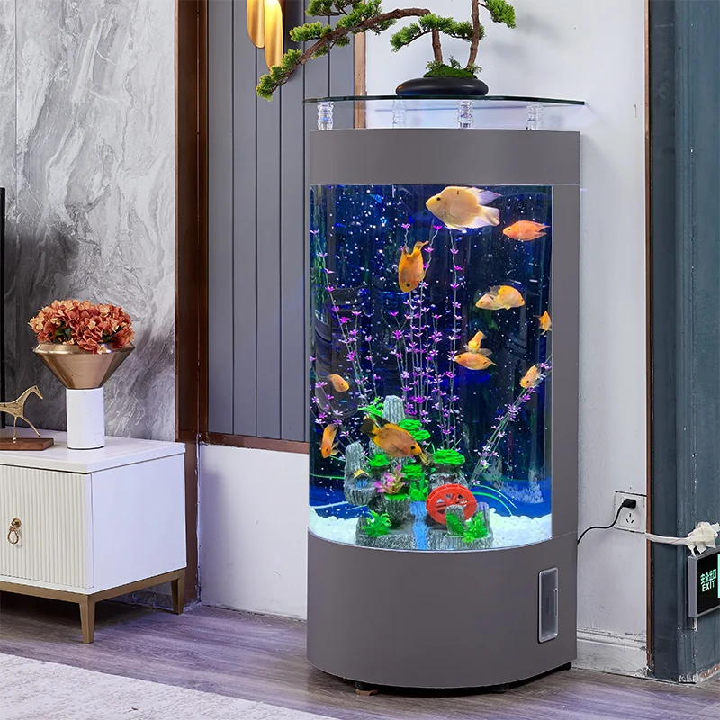Picture of Light-luxury-and-minimalist-fish-tank-living-room-small-household-semi ...