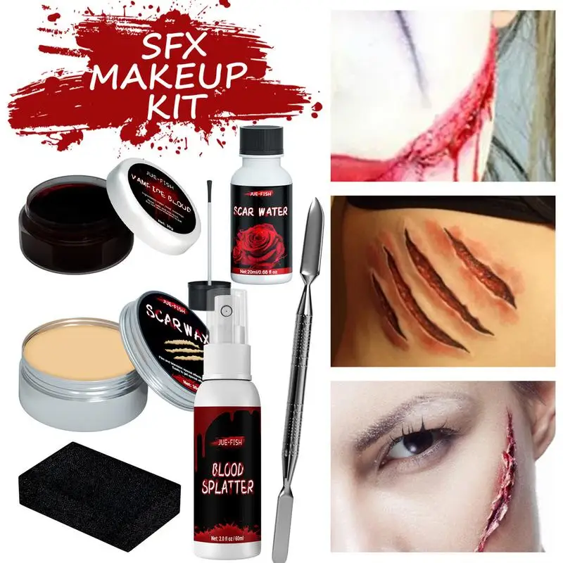 SFX 7Pcs/set Halloween Party Makeup Kit Fake Wound Scar Wax Blood Spatula  Face Body Paint cosmetics For Party Costume Cosplay - AliExpress