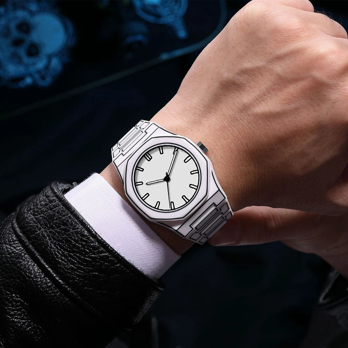 Orologio Sportivo Uomo JSDDE – Cinturino In Silicone, Quadrante Con Numeri Arabi 3D, Analogico Al Quarzo, 44mm