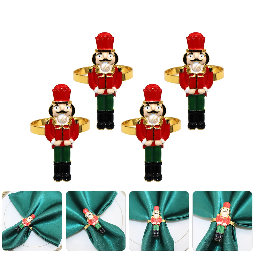 

Christmas Nutcracker Soldier Napkin Ring Serviette Holders Napkin Buckles New Year Wedding Banquet Party Table Decoration