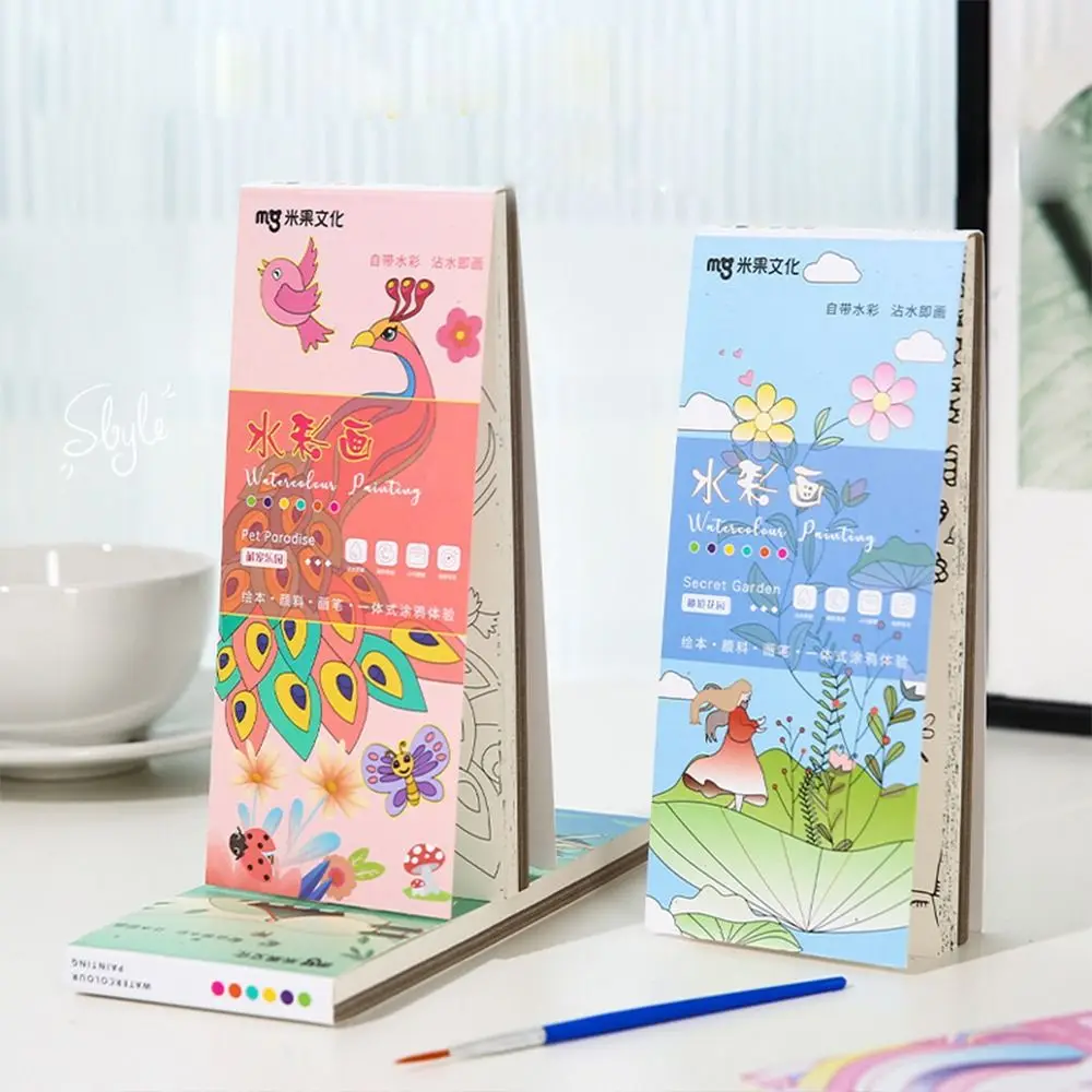 

Art DIY Toys Little Artist Pocket Drawing Book Blank Doodle Book Set Watercolor Paper Coloring Books With Paint and Brush