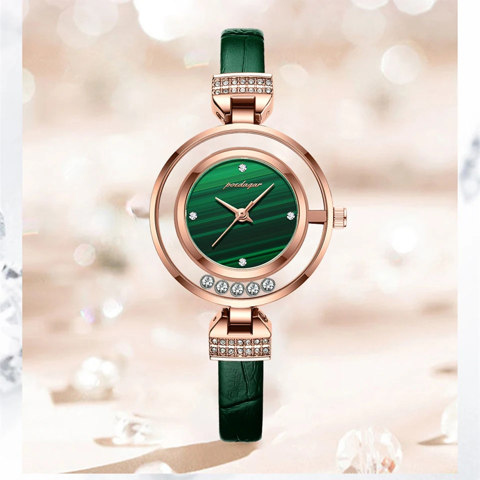 Swiss Brand POEDAGAR Woman Watch Fashion Top Luxury Sport Woman Wristwatch Waterproof Luminous Leather Date Quartz Watches+Box