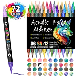 Vibrant 48 - Color Dual Tip Acrylic Paint Pens Set (36pack)