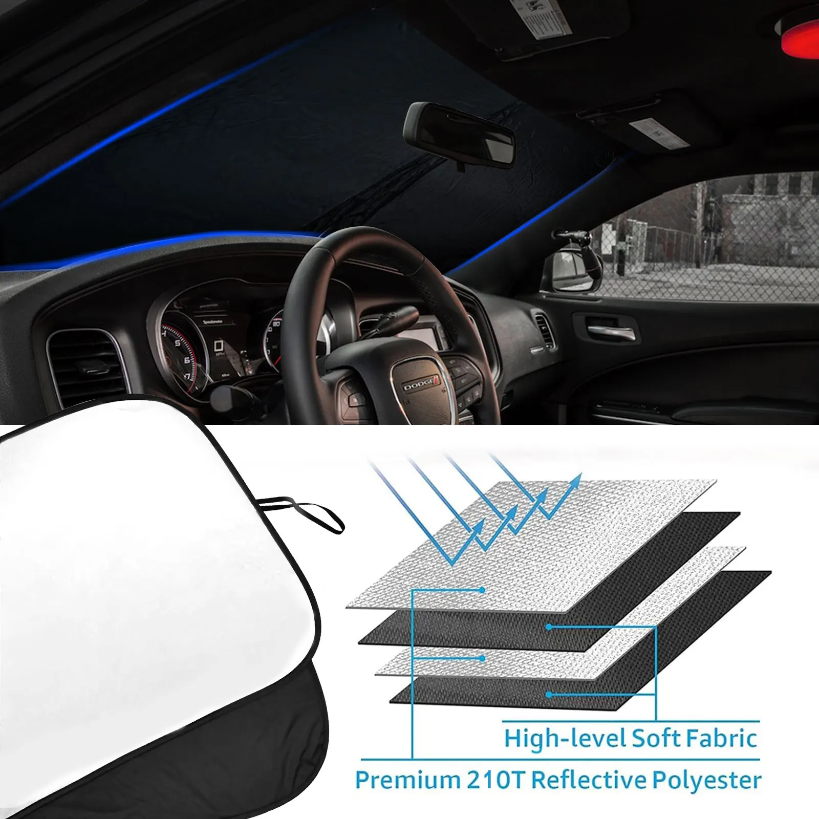 For Dodge Charger 2011- Car Windshield Sunshade Cover Front Window Sun Shade Visor UV Protector Car Interior Accessories