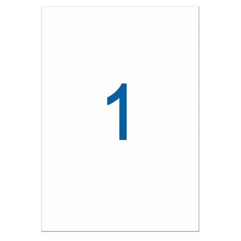 Label self-adhesive removable 210x297mm 1 label White 65g/m2 50 sheets staff 128820 |