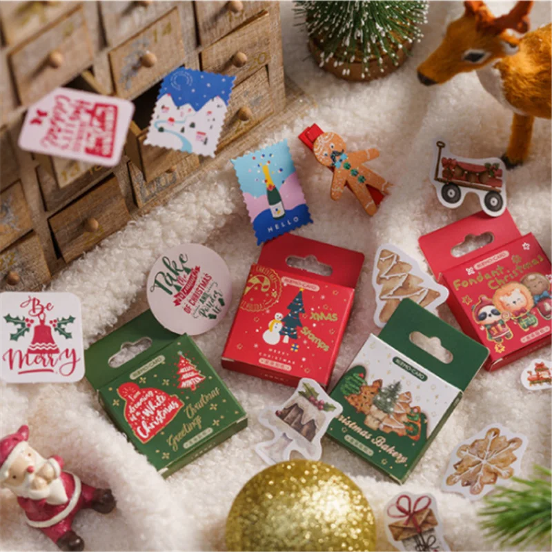 Festive Christmas Santa Claus Decorative Stickers - 45PCS for DIY Scrapbooking & Album Decoration