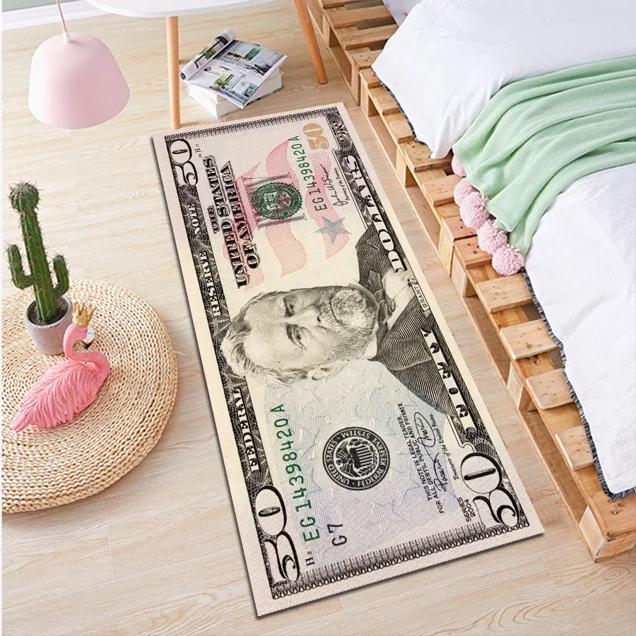 Floor Mat Creative USA Dollar 3D Bedroom Living Room Hallway Long Strip Carpet Anti-slip Soft Area Rug Home Decoration floor mat plush rug decorative carpet silk wool rug plush carpet non slip carpet imitated cashmere carpet kids carpet plush play mat