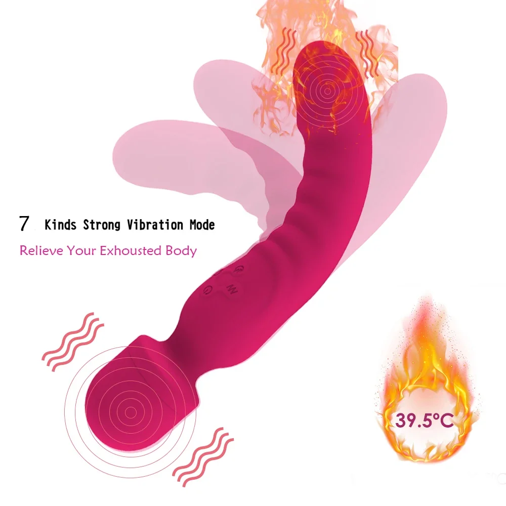 Heating AV Vibrator Magic Wand for Women Clitoris Stimulator USB Rechargeable Massager