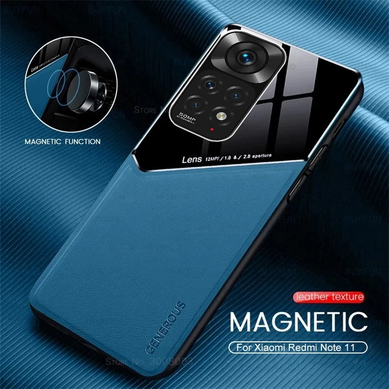 Redmy Note 11 Pro Case Leather Car Magnetic Holder Cover For Xiaomi Redmi Note11 Not S 11S 4G Soft Frame Shockproof Coque |
