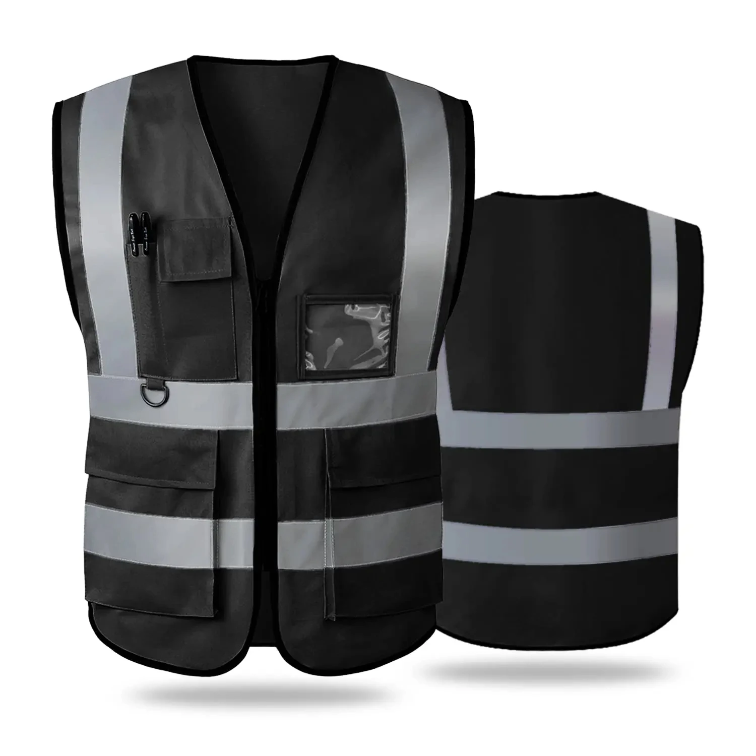 

Custom High Visibility Unisex Reflective Vest Two Tone Security Officer Safety Vest Fire Design Workwear