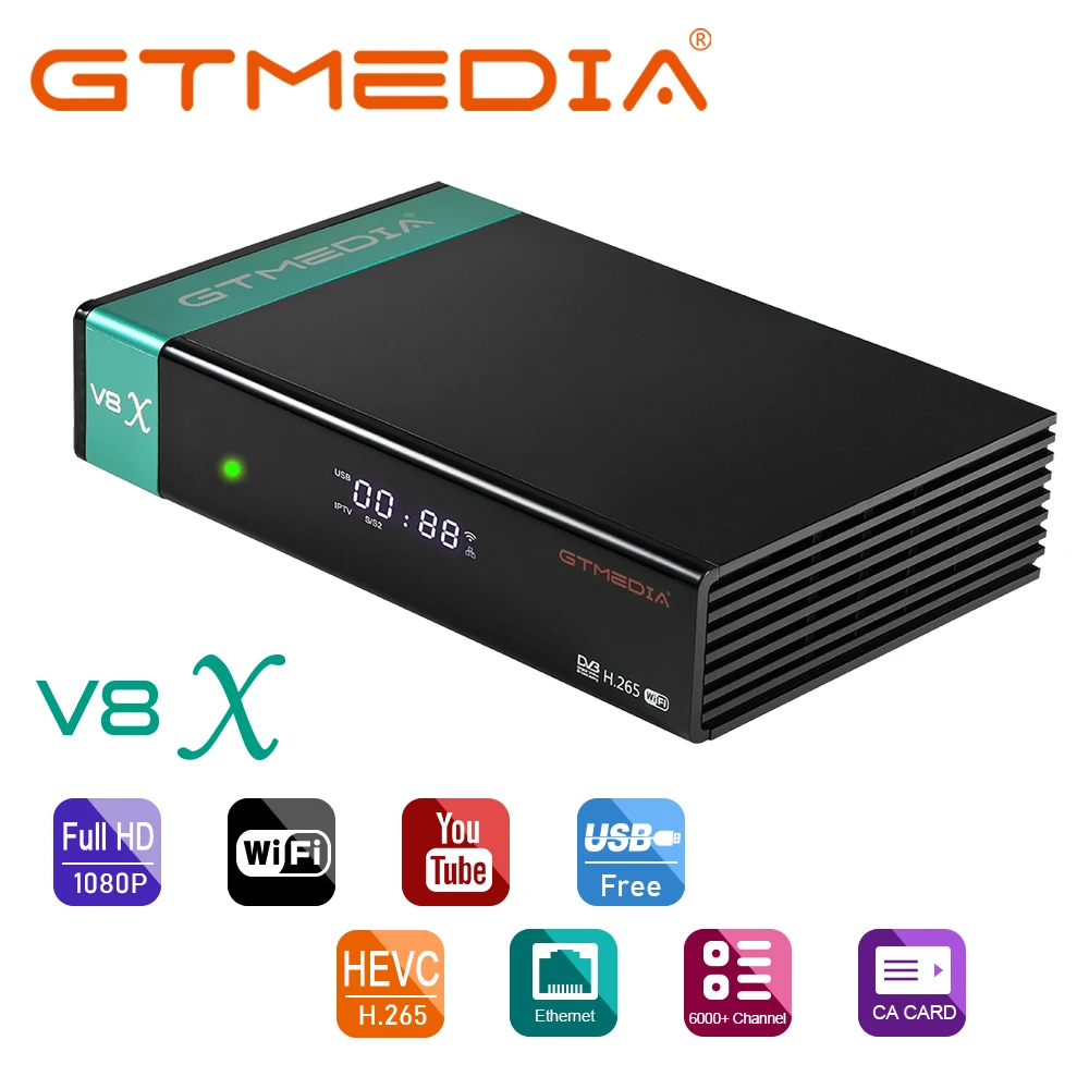 GTMEDIA V8X HD 1080P H.265 Satellite Receiver DVB-S/S2/S2X Built-in WIFI CA card Scart sup For spain Italy Poland digital tv decoder satellite tv receiver digital tv converter box
