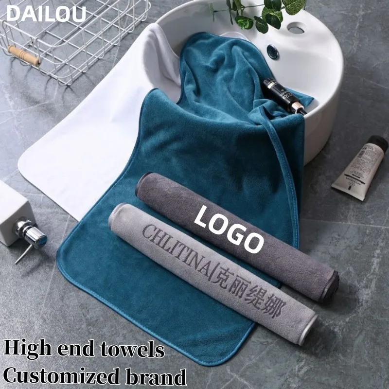 

50PCS High-end Barber Towel 35x75cm Custom Logo SPA Towel Ultrafine Fiber Beauty And Hair Gift Private Custom Pillowcase