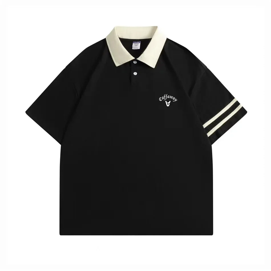 

2024 New Summer All Cotton Golf Short sleeved T-shirt for Casual Fashion Couple Loose Plus Size Men's and Women's Golf Clothing