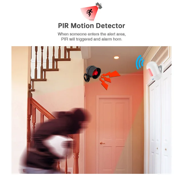 KERUI Wireless Security Alarm System  Home Garage 433MHz Garage Burglar Alarm Secure PIR Motion Detector Door Sensor 6
