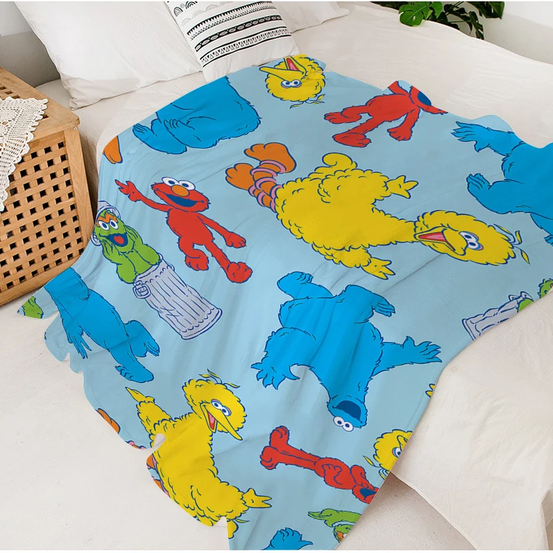 

Knee Blanket Sofa Winter S-Sesame Streets Warm Bed Fleece Camping Custom Nap Fluffy Soft Blankets King Size Microfiber Bedding