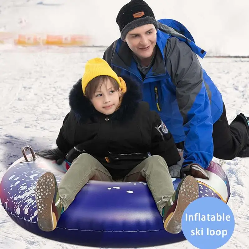 Winter Ski Circle Inflatable Ski Circle Of Snow Tube Outdoor Thickened PVC Sledges Tubing With Handle Snow Sled Skiing Accessory