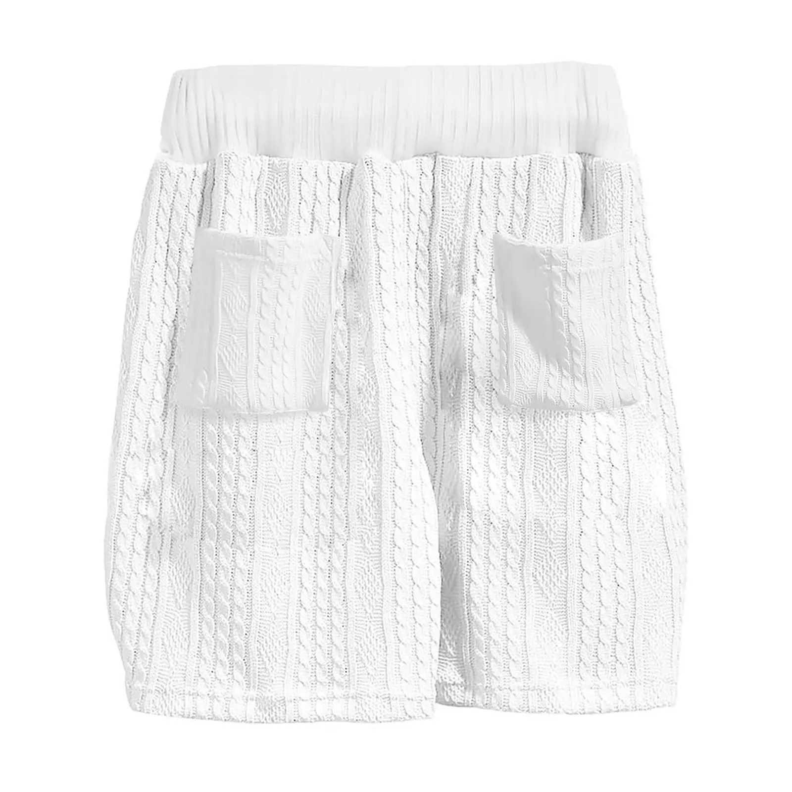 2024 Summer Casual Shorts Set Knitted Two Piece Men's Clothing V-Neck Short Sleeve T-shirt and Shorts Streetwear Knit Outfits 6
