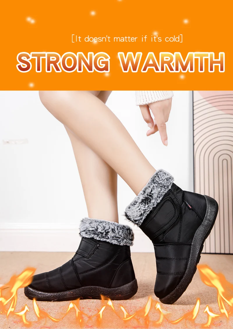 Womens Waterproof Boots Made Of Looped Rabbit Fur