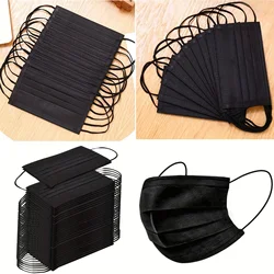 100 - Pack Black Disposable Protective Masks - Breathable 3 - Layer Design for Outdoor, Home, and Office Use (Black)