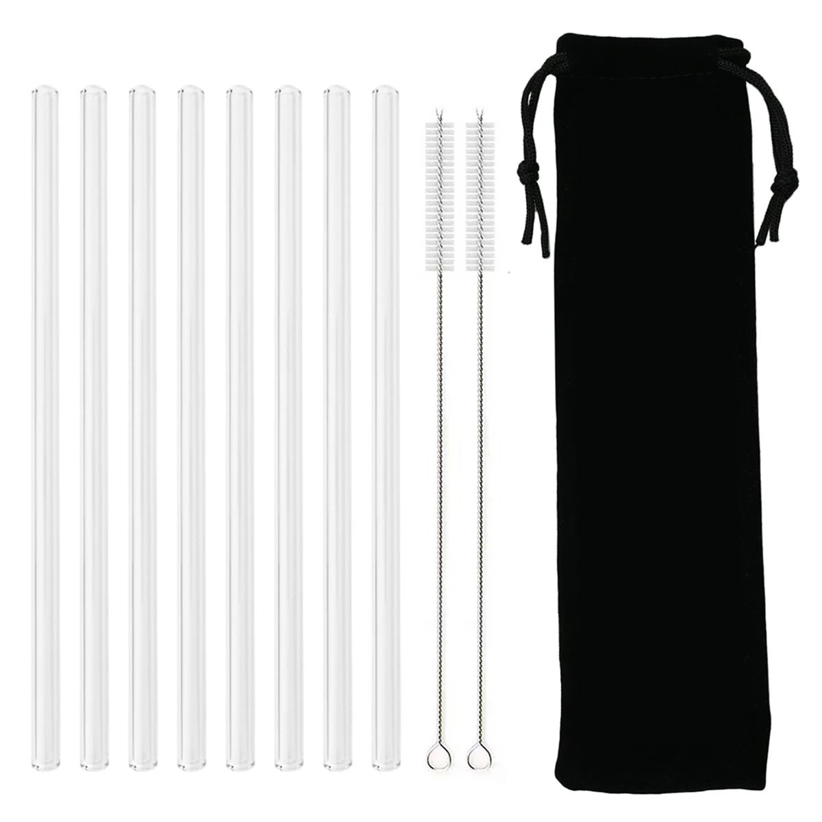 Eco-Friendly Reusable Glass Straw Set with Cleaning Brush