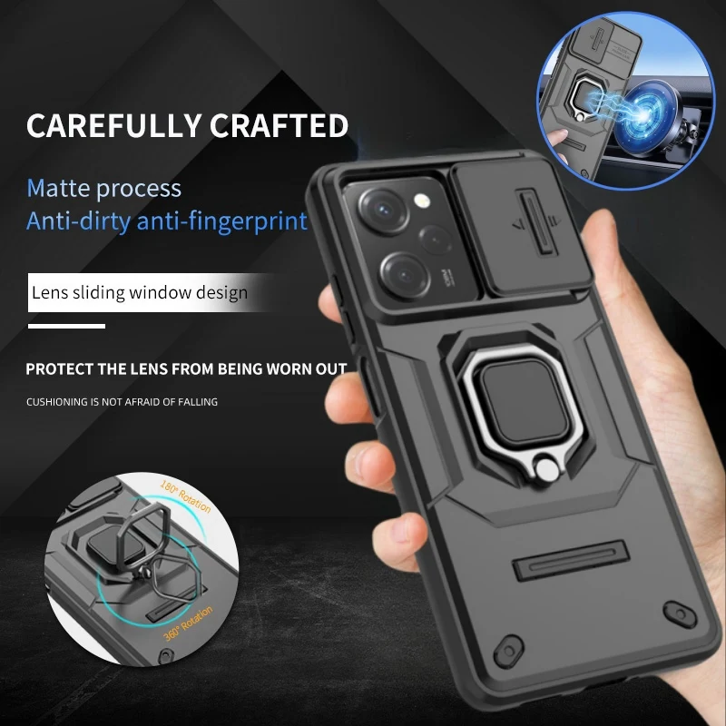 Poco X5 Pro 5G 케이스 슬라이드 카메라 Poko Little X5 X 5 Pro X5pro 마그네틱 홀더 링 보호 커버 용 ..