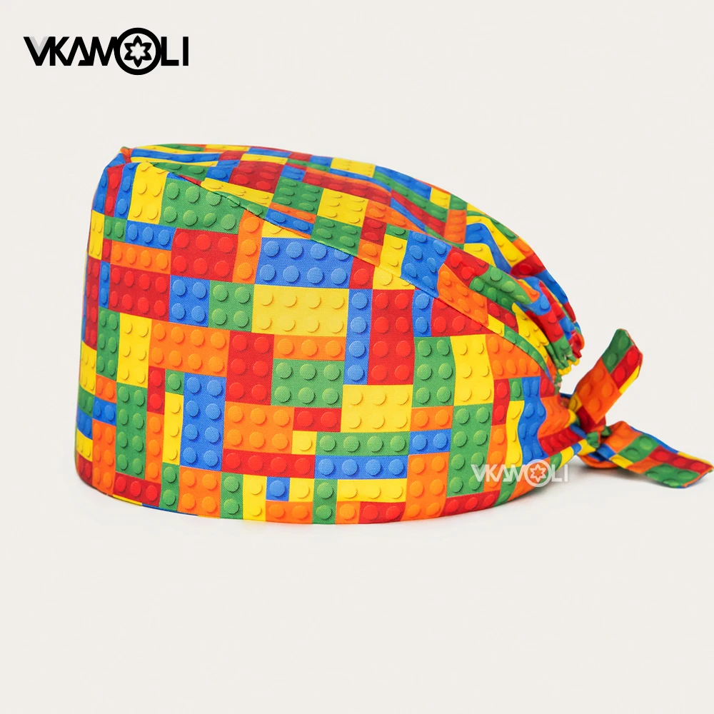 Medical Scrub Hats Medical Uniform Flower Print scrub hats Pharmacy Pet Shop Women Doctors Surgical Hats Accessory Nursing women Scrub Caps
