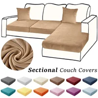 Super Soft Velvet Sectional Couch Covers Stretch Solid Sofa Covers Washable Luxury Chaise Longue Sofa Cushion Slipcover Plush 1