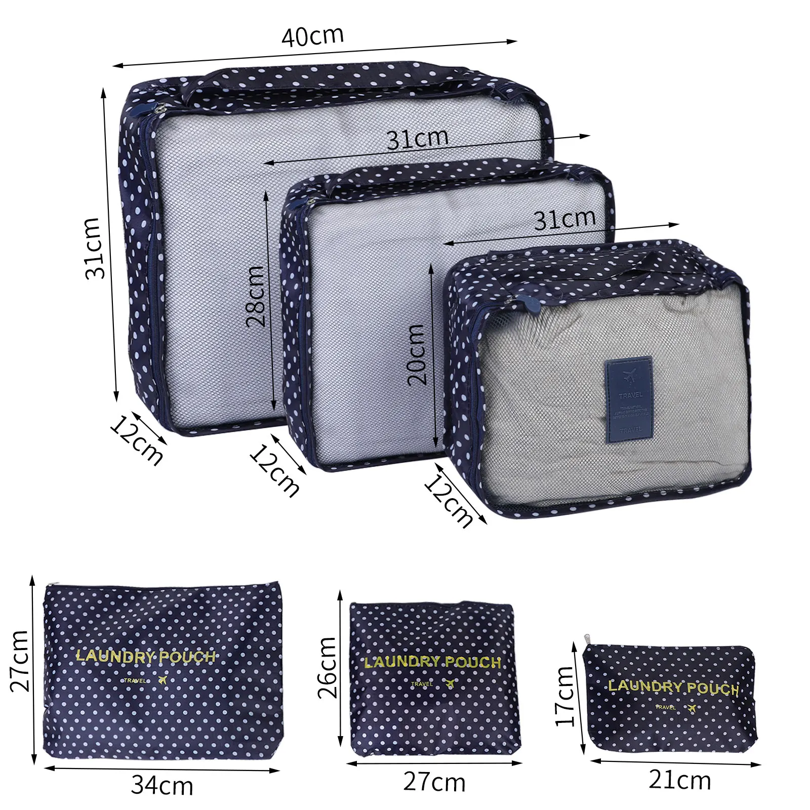 휴대용 여행 가방, 보관 정리함 가방, 정리함 가방, 의류 신발, 메이크업 가방, 러기지 정리함, 6 개 세트