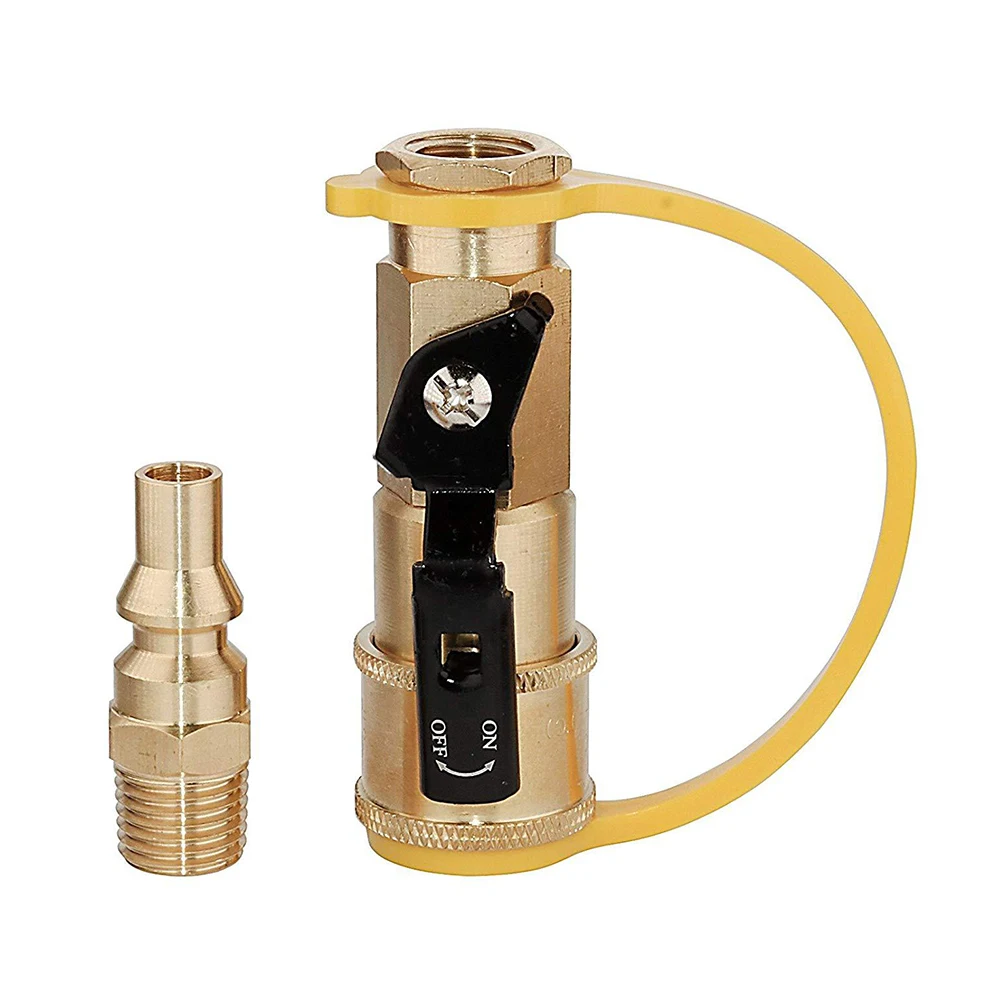 Brass 1/4" Propane Natural Gas Quick Connect Kit with Shutoff Valve 