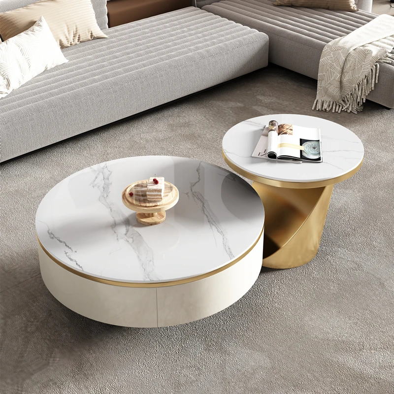 

Round Industria Coffee Tables Set Japanese Minimalist Corner Side Tables Large Aesthetic Mesa Auxiliar Living Room Furniture
