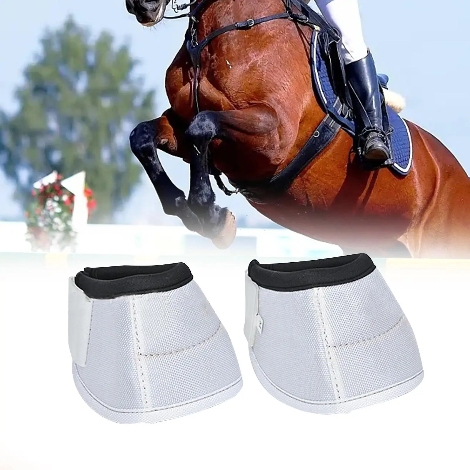 

Horse Bell Boots Protective Hoof Boot Easily Put on and Take Off Quick to Wrap Sturdy Tear Resistant Anti Shock for Horse Owners