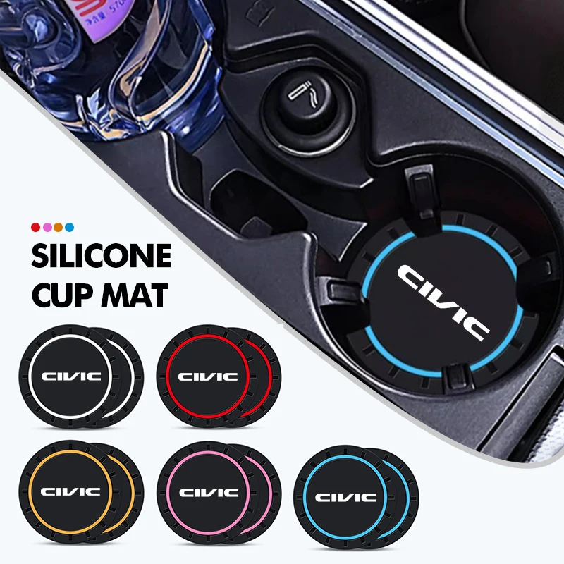 2pcs Car Water Cup Holder Anti Slip Insert Silicone Coaster Pad For Honda typer civic 4d 10th gen 8th gen