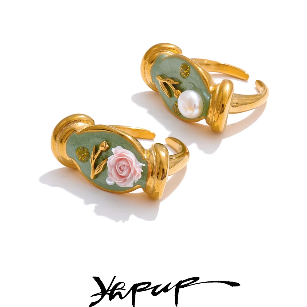 Yhpup Ring 18K Golden PVD Plated Stainless Steel