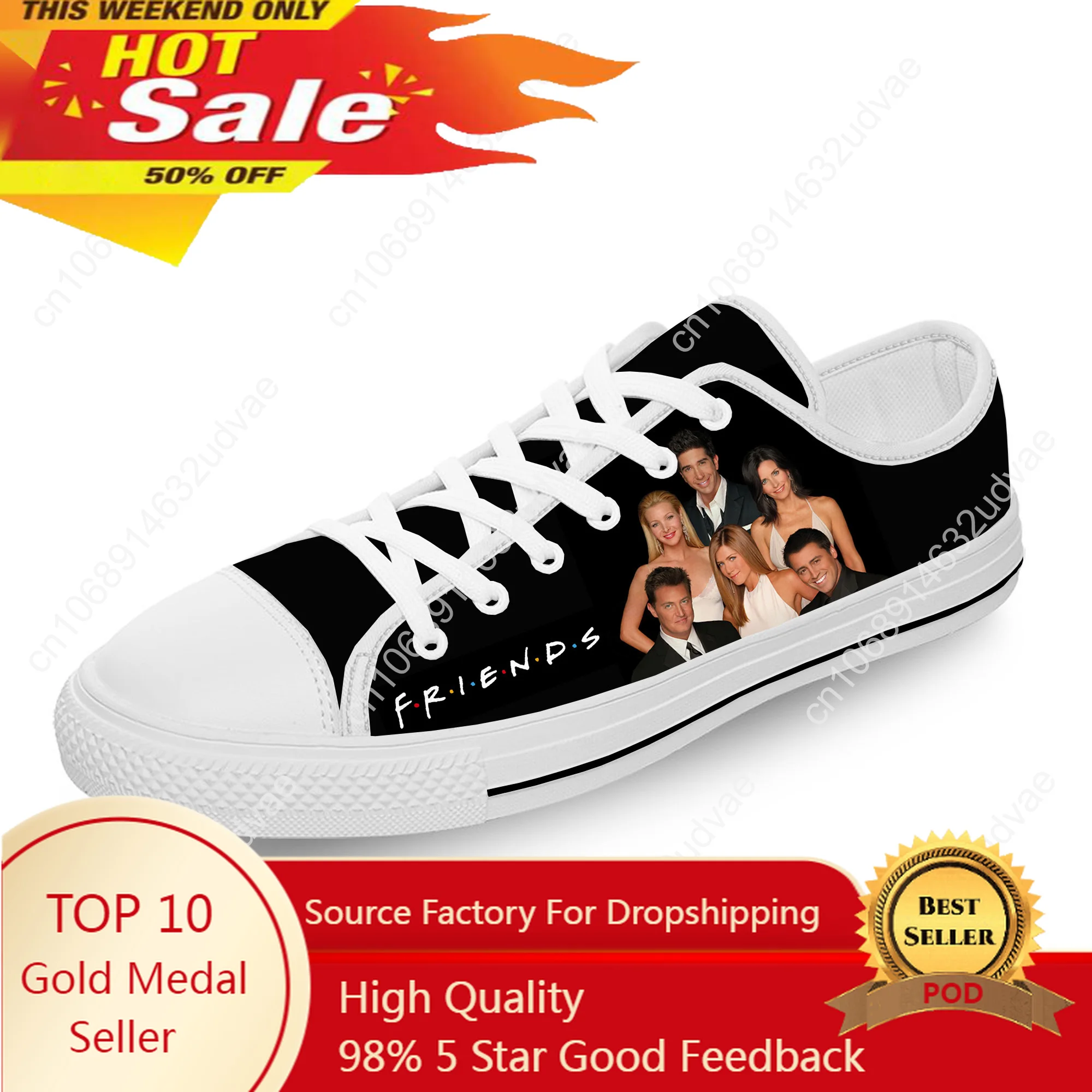 Friends Low Top Sneakers Mens Womens Teenager Tv Show Casual Shoes Canvas Running Shoes 3D Print Breathable Lightweight Shoe