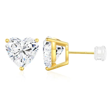 Szjinao Pure 14K Gold Hearts Earrings Moissanite Real Gold Certified Women Jewelry Three Claw Luxury AU585 K Gold Wedding Gifts 6