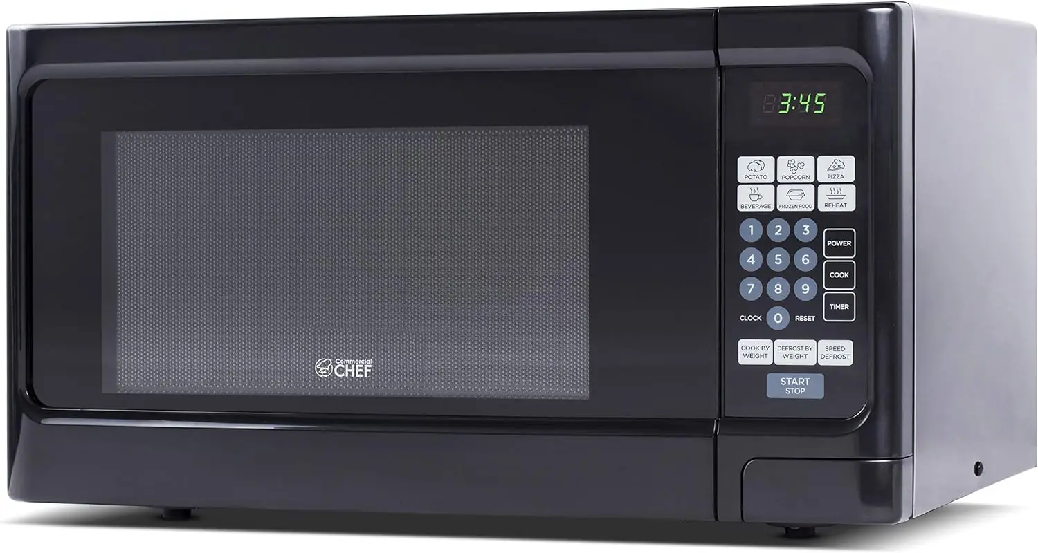 Countertop 1.1 Cubic Feet Microwave Oven, 1000 Watt, Black Front with Black Cabinet, Commercial Chef CHCM11100B 2