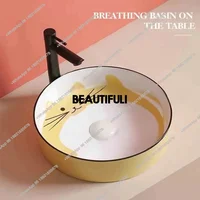 อ่างล้างหน้าแบบตั้งพื้นทรงกลมเซรามิก อ่างล้างหน้าสำหรับห้องน้ำ อ่างล้างหน้าสำหรับเด็ก 4