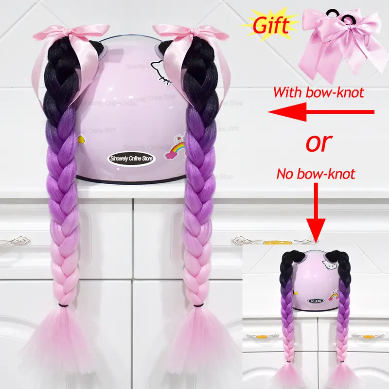2pcs Quality Braids For Motorcycle Helmet Ponytail Sucker Braids Wig For Woman Helmet Decor Ears Twist Accessories 164 Colors - Image 8