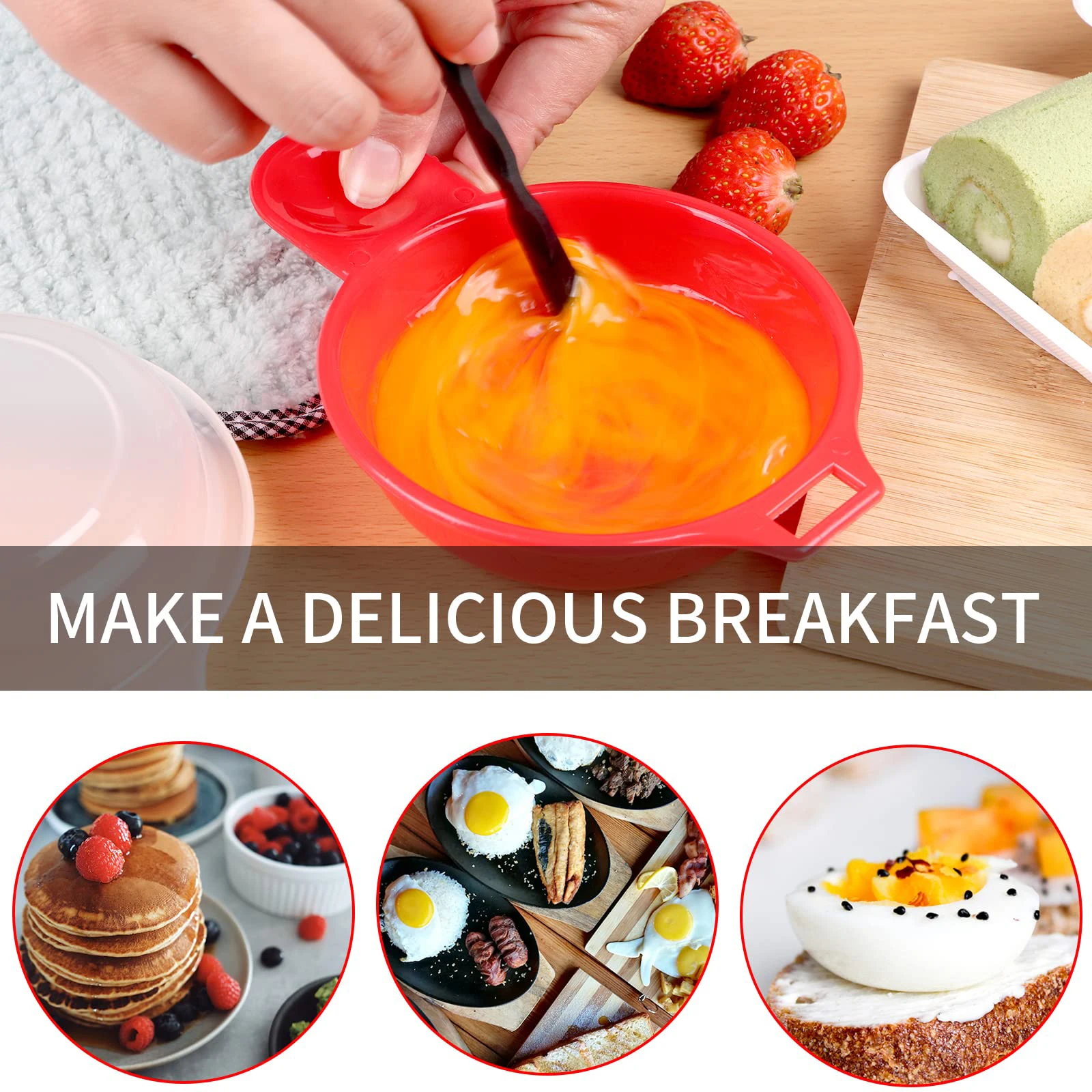 Egg cooker Egg poacher Silicone egg poacher 2Pcs Microwave Egg Poacher Egg Boiler Microwave Ovens Eggs Cooker 1 Minute Fast Eggs Hamburg Omelet Maker Kitchen Cooking Tool