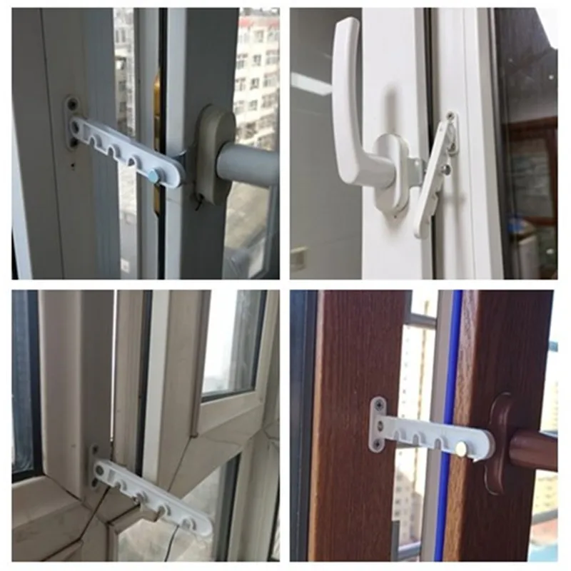 Adjustable Window Limiter Latch Position Stopper Casement Wind Brace Home Security Sash Door Lock Children Safety Protector