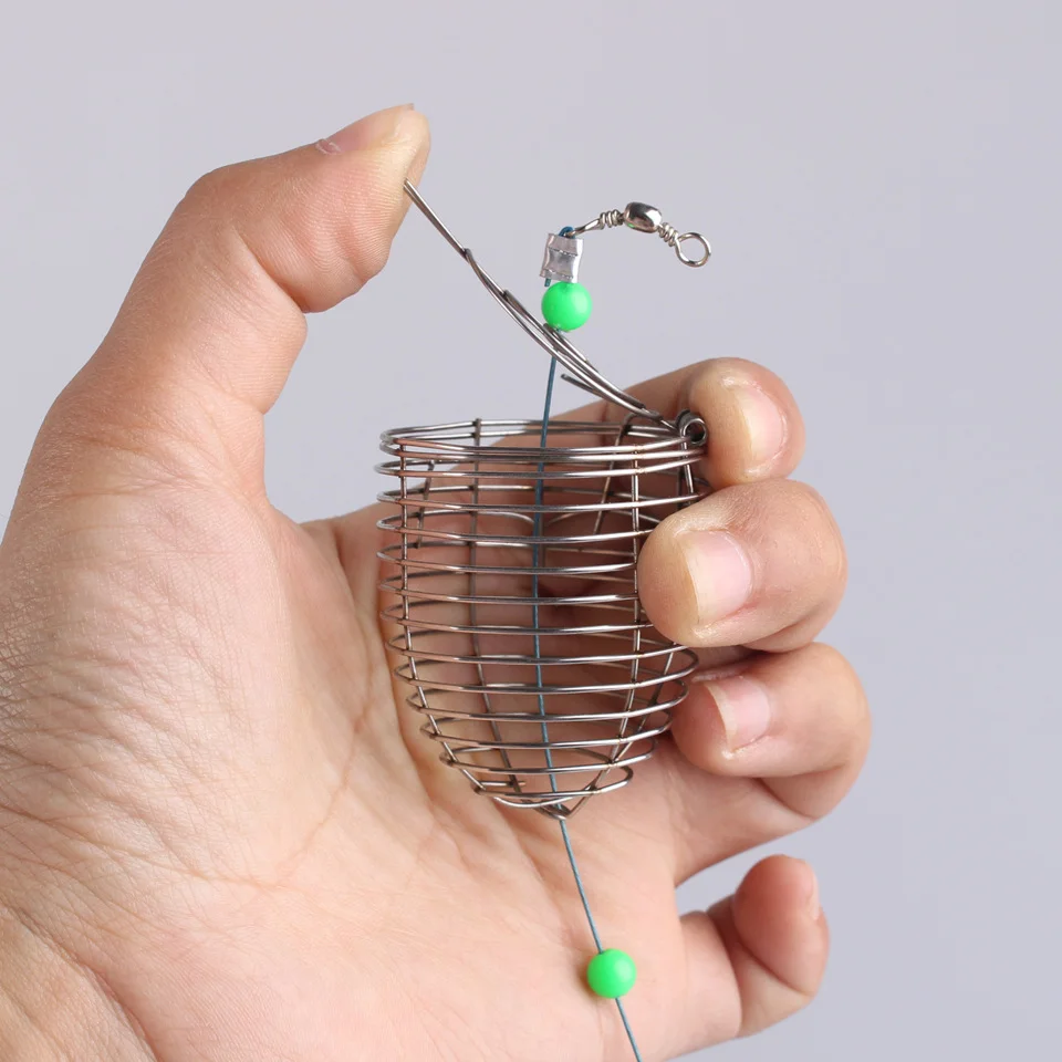 Fishing Cage Fishing Stainless Steel Bait Cage Basket Feeder Holder Lure Sizes S Feeder