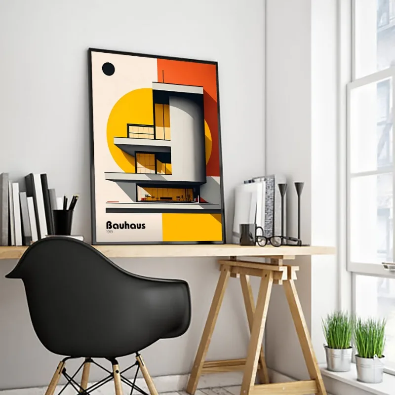 Minimalist Bauhaus Architecture Abstract Canvas Art