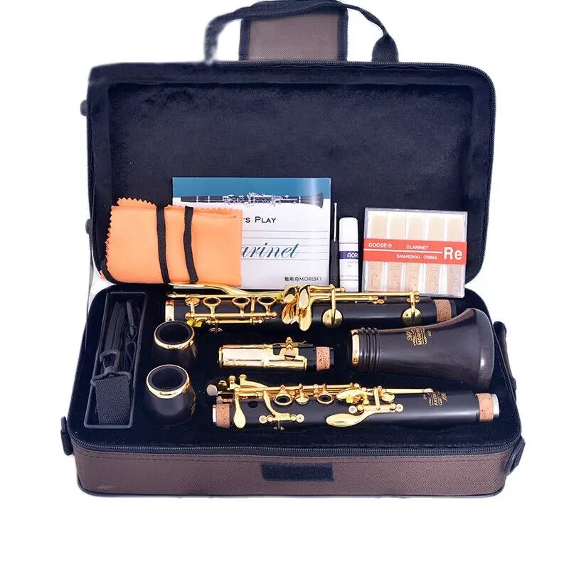 

Clarinet Bb Wood Ebony Gold-plated 17 Keys Grenadilla Sib Klarnet M62