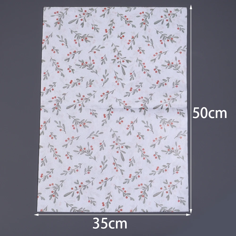 10Sheets Christmas Holly Berry Pattern Gift Wrapping Tissue Paper For Christmas Gift Flower Bouquet Jewelry Packaging Decoration