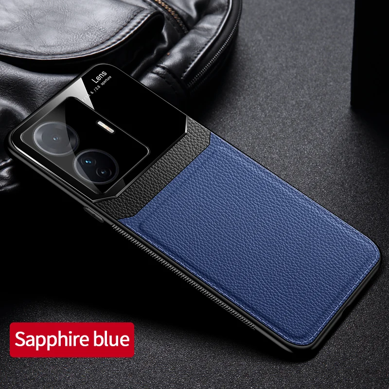 KEYSION Fashion Schutzhülle für VIVO T1 5G T1 Pro 5G India S15E, Leder, Glas, Silikon, Handyrückseite für IQOO Z6, stoßfest _voghion.com