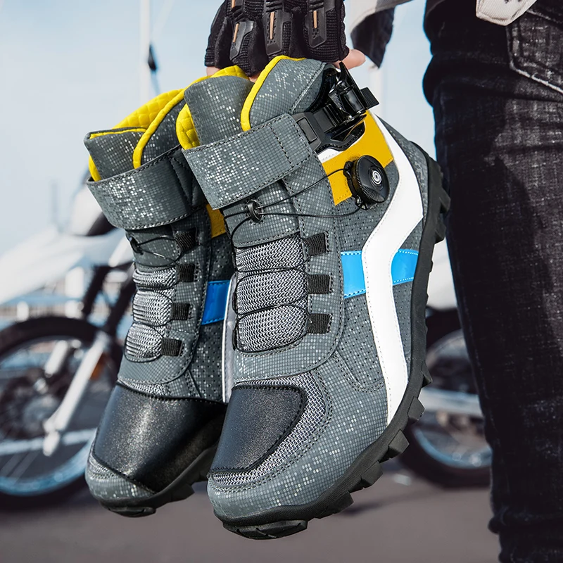 Ultra-fine Breathable Anti-slip Wear Increase Motorcycle Riding Ankle Shoes Cycling Leisure Protective Boots Fiber Leather motorcycle shoes motorcycle boots
