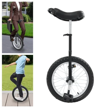 Black Outdoor Unicycle, 16-Inch One Wheel Bike, Height Adjustable Unicycle, Load Capacity 50 KG, for Daily Exercise, Cycling