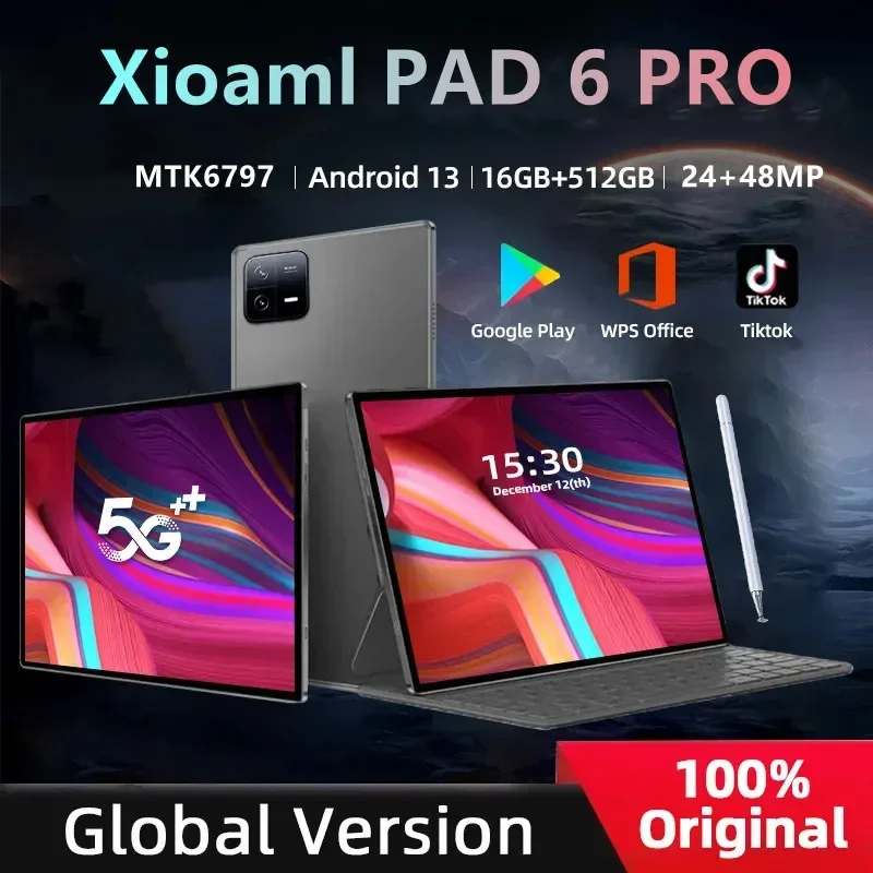 Tablette Pad 6 Pro, Android 13, 11 Pouces, 16 Go, 512 Go, 5G, Tourisme, Gps, Bluetooth, Wifi, Wps, Tablette Pc, Versione Globale