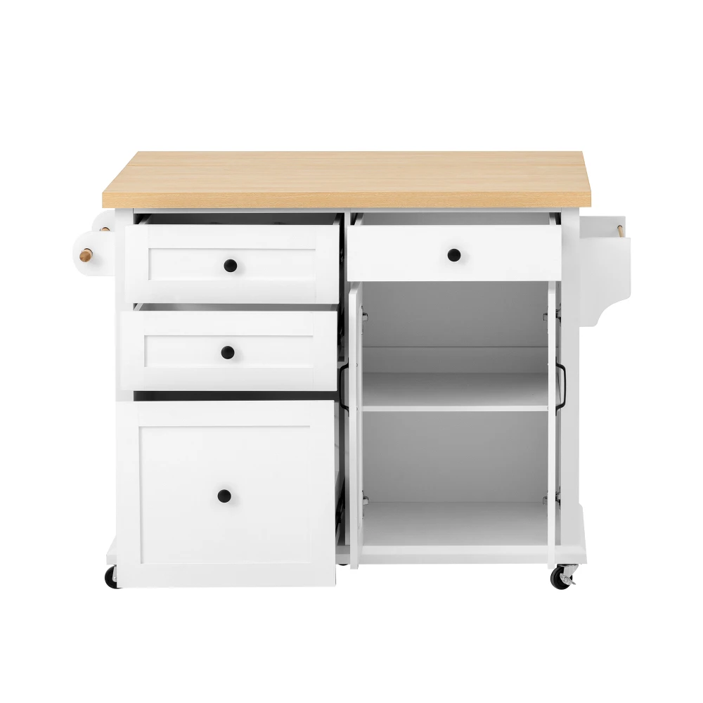 Mobile Kücheninsel mit Rollen und ausziehbarem Esstisch, Küchenwagen mit Schubladen, ideal für Küche und Esszimmer – Detail 11